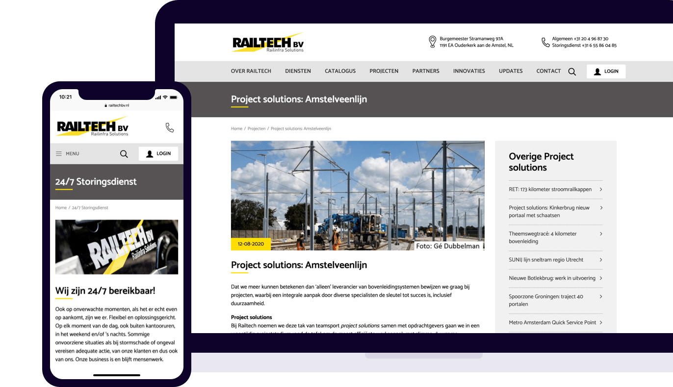 Railtech website mobile